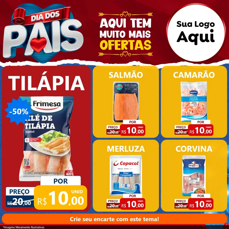 Modelo de Rede Social para Feed Facebook com o tema Dia dos Pais para Peixaria