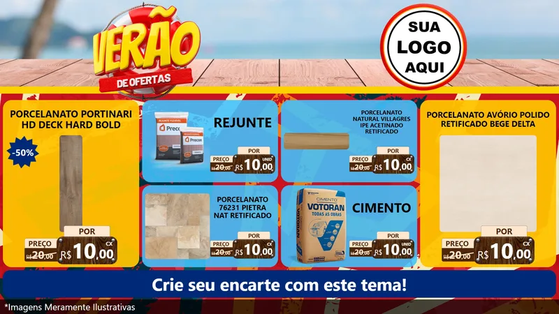 Modelo de TV para TV Horizontal com o tema Verão de Ofertas para Pisos e revestimentos