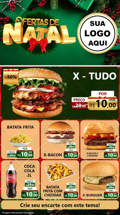 Modelo de Rede Social para Stories com o tema Ofertas de Natal para Hamburgueria