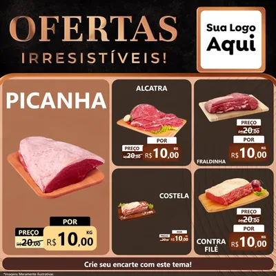 Modelo de Rede Social para Feed Facebook com o tema Ofertas Irresistíveis! para Açougue