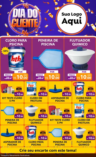 Modelo de Encarte para Encarte Grande com o tema Dia do Cliente para Produtos para Piscina