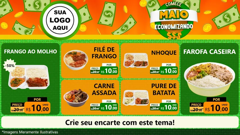 Modelo de TV para TV Horizontal com o tema Comece Maio Economizando para Restaurante