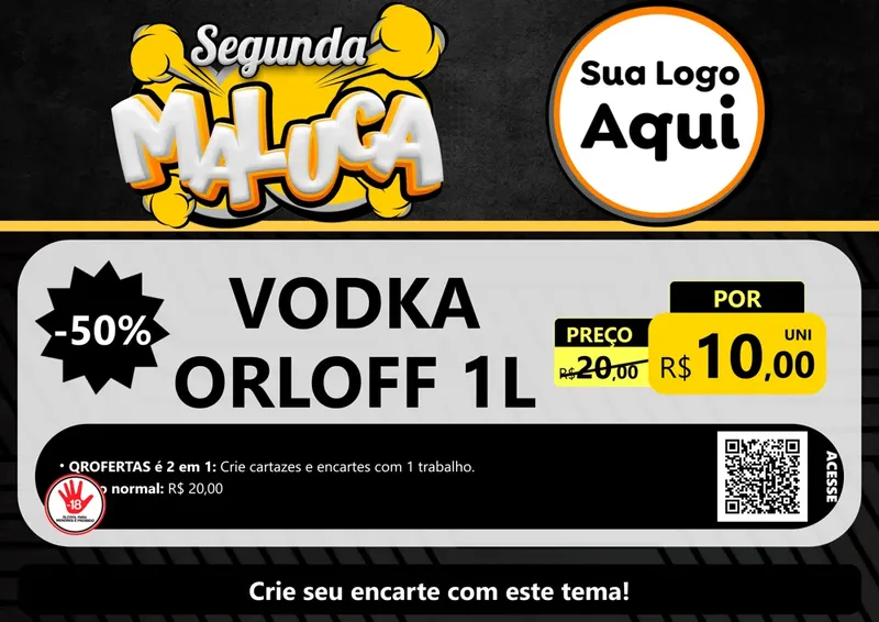 Modelo de Cartaz para Cartaz A4 Horizontal com o tema Segunda Maluca para Distribuidora de bebidas