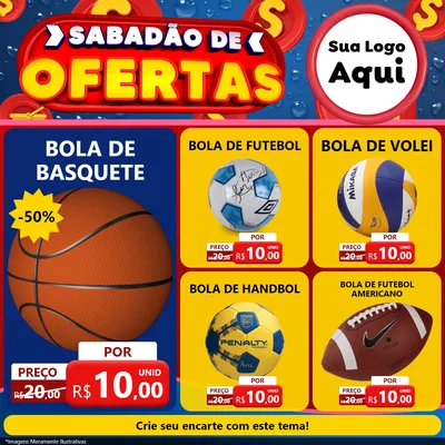 Modelo de Rede Social para Feed Facebook com o tema Sabadão de Ofertas para Artigos Esportivos