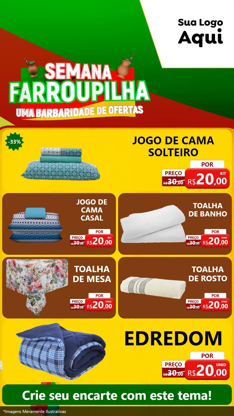Modelo de TV para TV Vertical com o tema Semana Farroupilha - Uma Barbaridade de Ofertas para Cama, Mesa e Banho