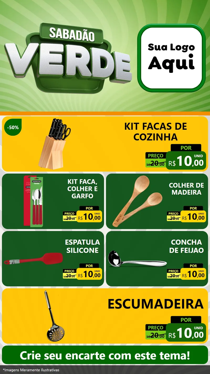 Modelo de TV para TV Vertical com o tema Sabadão Verde para Utilidades Domésticas