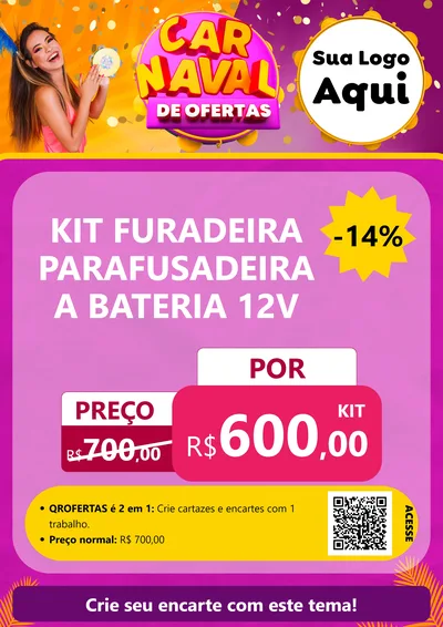 Modelo de Cartaz para Cartaz A4 Vertical com o tema Carnaval de Ofertas para Maquinas e Ferramentas