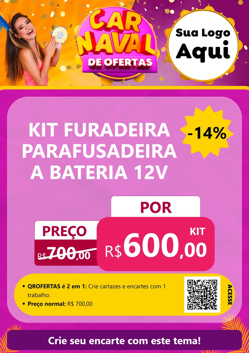 Modelo de Cartaz para Cartaz A4 Vertical com o tema Carnaval de Ofertas para Maquinas e Ferramentas