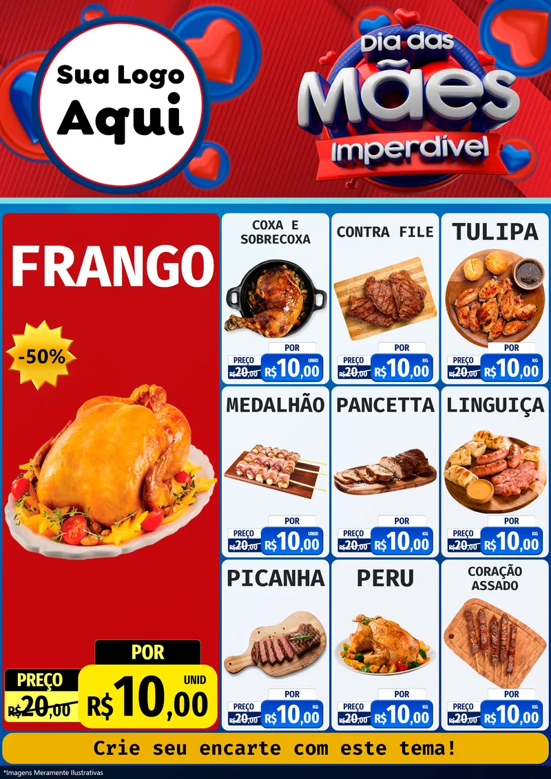 Modelo de Encarte para Encarte A4 Vertical com o tema Dia Das Mães Imperdível para Assados