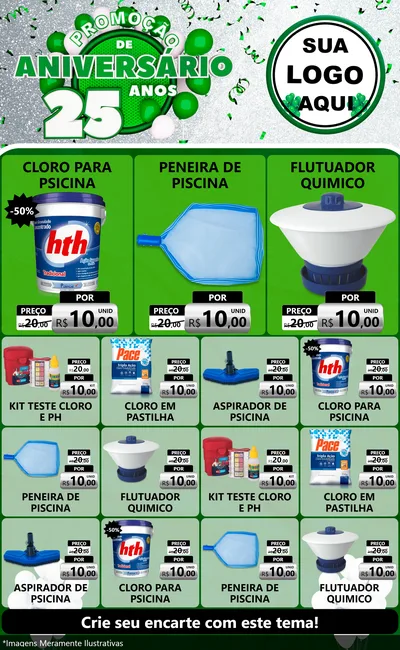 Modelo de Encarte para Encarte Grande com o tema Promoção de Aniversário - 25 Anos para Produtos para Piscina