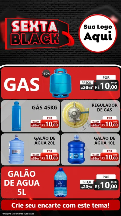 Modelo de TV para TV Vertical com o tema Sexta Black para Água e gás