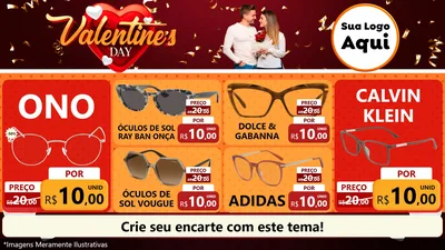 Modelo de TV para TV Horizontal com o tema Valentine's Day para Óticas