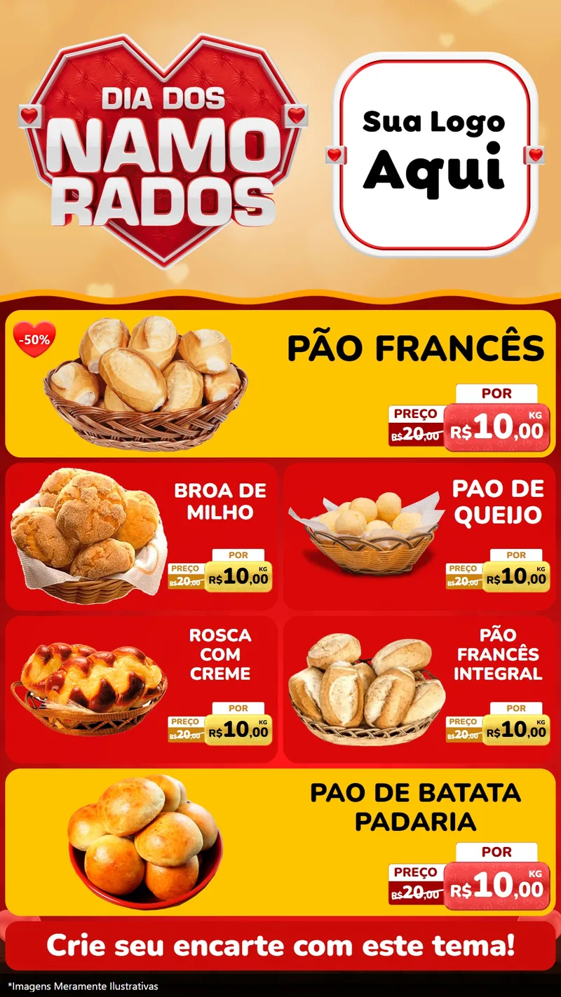 Modelo de TV para TV Vertical com o tema Dia dos Namorados para Padaria