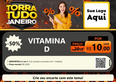 Modelo de Cartaz para Cartaz A4 Horizontal com o tema Torra Tudo Janeiro para Farmácia