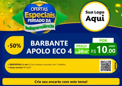 Modelo de Cartaz para Cartaz A4 Horizontal com o tema Ofertas Especiais Feriado da Independência para Armarinho e Aviamentos