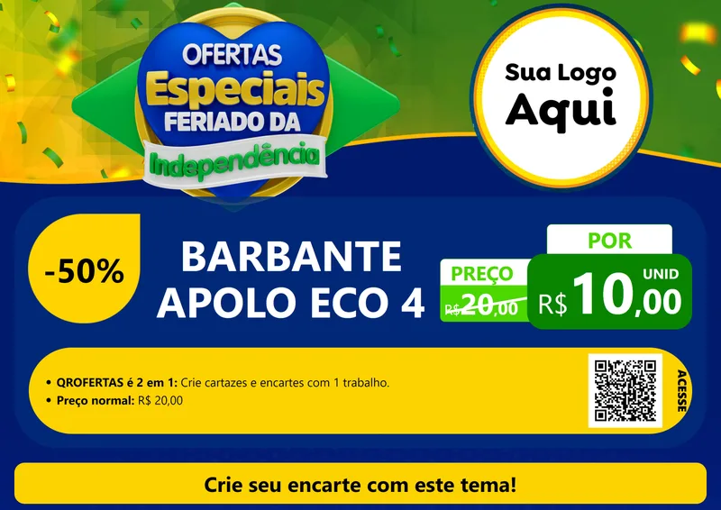Modelo de Cartaz para Cartaz A4 Horizontal com o tema Ofertas Especiais Feriado da Independência para Armarinho e Aviamentos