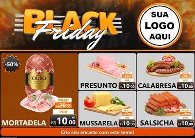 Modelo de Encarte para Encarte A4 Horizontal com o tema Black Friday para Frios e Laticínios
