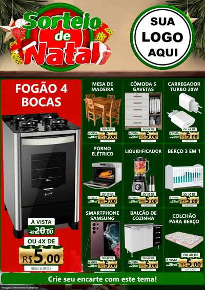 Modelo de Encarte para Encarte A4 Vertical com o tema Sorteio de Natal para Móveis e Eletro