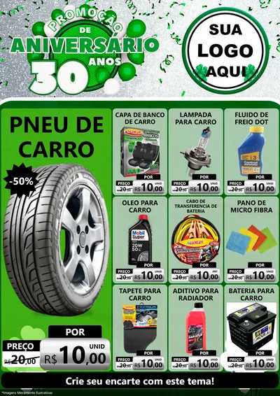 Modelo de Encarte para Encarte A4 Vertical com o tema Promoção de Aniversário - 30 Anos para Auto peças