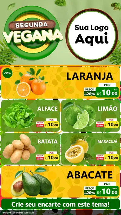 Modelo de TV para TV Vertical com o tema Segunda Vegana para Hortifrúti