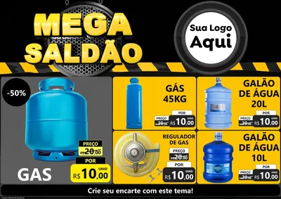 Modelo de Encarte para Encarte A4 Horizontal com o tema Mega Saldão para Água e gás