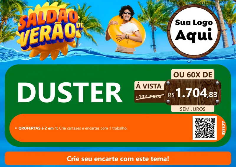 Modelo de Cartaz para Cartaz A4 Horizontal com o tema Saldão de Verão para Concessionaria de Carros