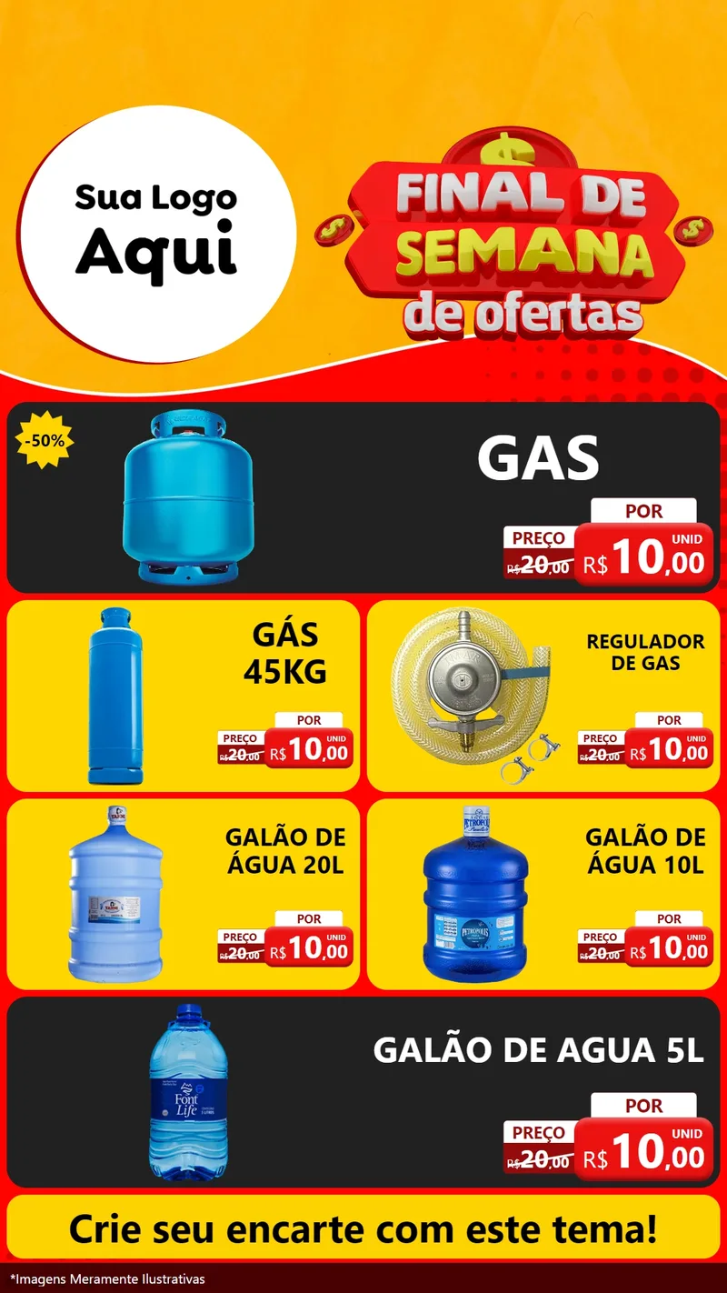 Modelo de TV para TV Vertical com o tema Final de Semana de Ofertas para Água e gás