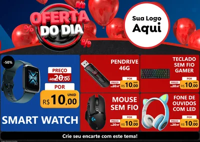 Modelo de Encarte para Encarte A4 Horizontal com o tema Oferta do Dia para Informática