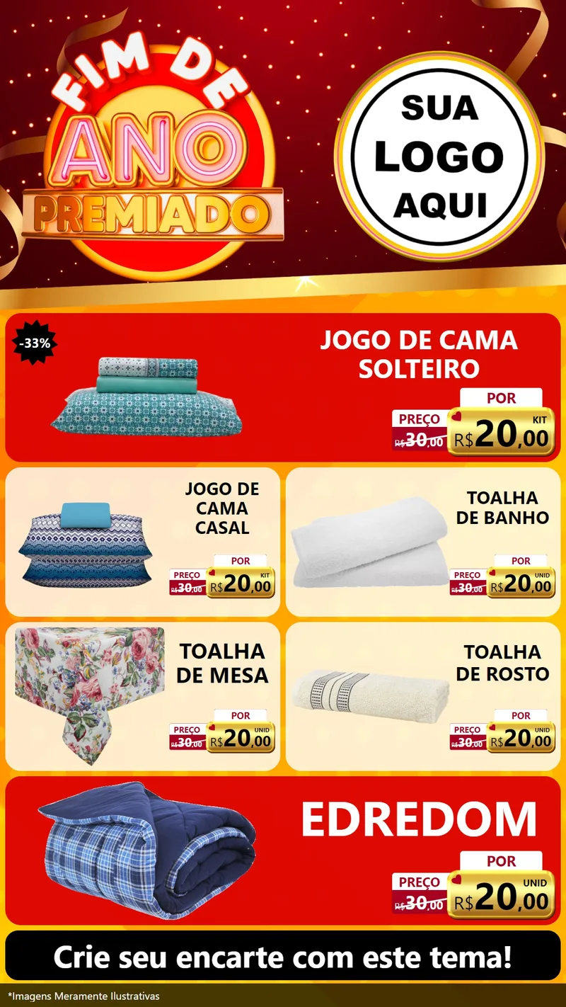 Modelo de TV para TV Vertical com o tema Fim de Ano Premiado para Cama, Mesa e Banho