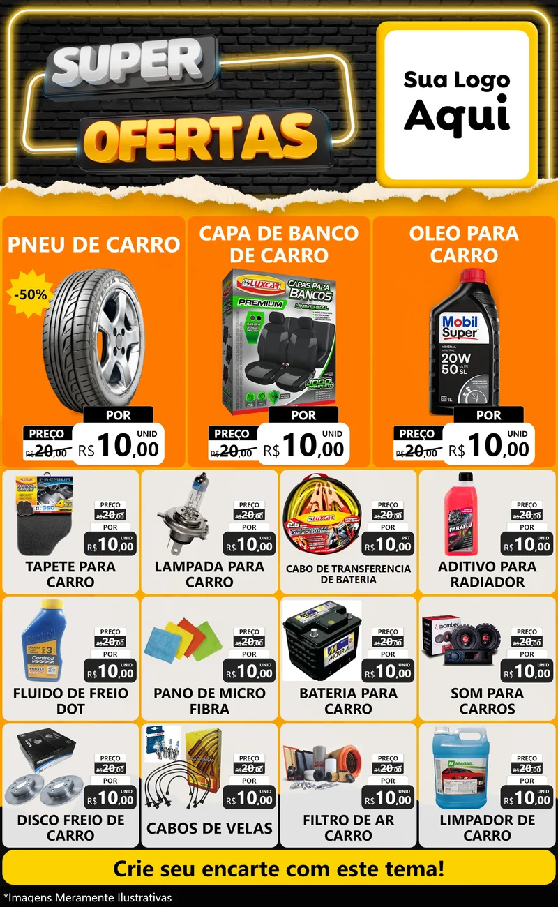 Modelo de Encarte para Encarte Grande com o tema Super Ofertas para Auto peças