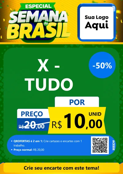 Modelo de Cartaz para Cartaz A4 Vertical com o tema Especial Semana do Brasil para Hamburgueria