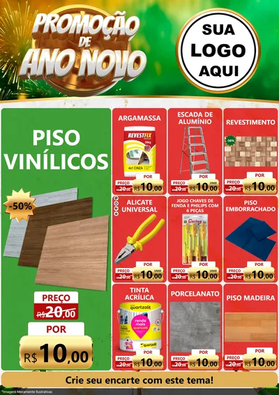 Modelo de Encarte para Encarte A4 Vertical com o tema Promoção de Ano Novo para Material para Construção
