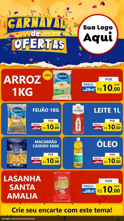 Modelo de TV para TV Vertical com o tema Carnaval de Ofertas para Supermercado
