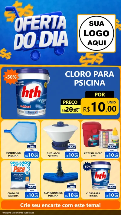 Modelo de Rede Social para Stories com o tema Oferta do Dia para Produtos para Piscina