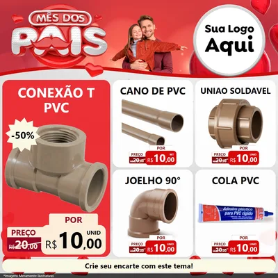 Modelo de Rede Social para Feed Facebook com o tema Mês dos Pais para Tubos e conexões