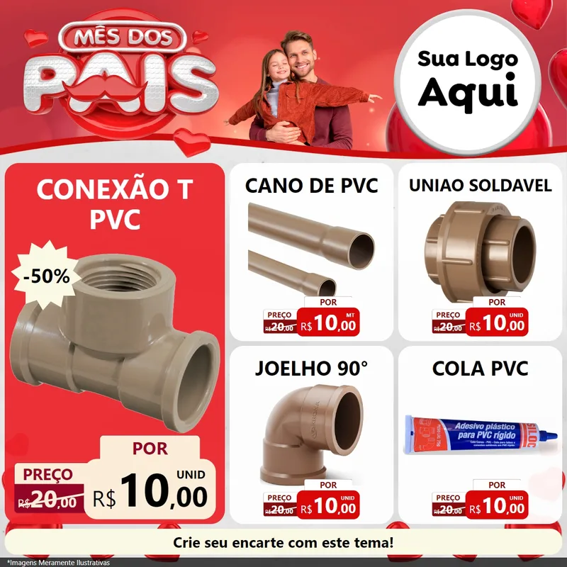 Modelo de Rede Social para Feed Facebook com o tema Mês dos Pais para Tubos e conexões