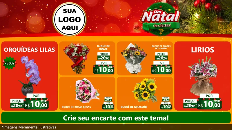 Modelo de TV para TV Horizontal com o tema Um Natal de Ofertas para Floricultura e jardim