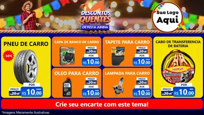 Modelo de TV para TV Horizontal com o tema Descontos Quentes de Festa Junina para Auto peças