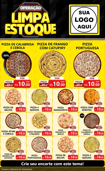 Modelo de Encarte para Encarte Grande com o tema Operação Limpa Estoque para Pizzaria