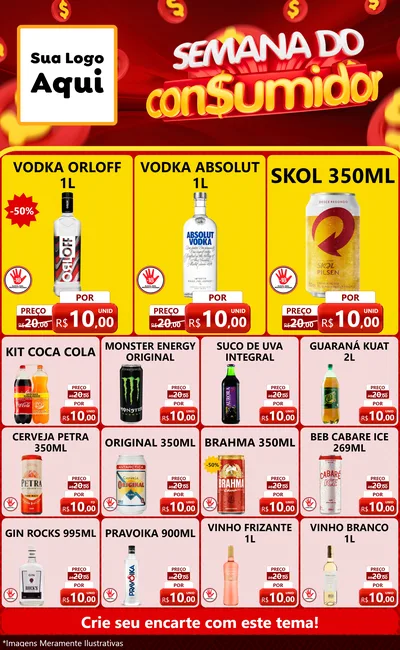 Modelo de Encarte para Encarte Grande com o tema Semana do Consumidor para Distribuidora de bebidas