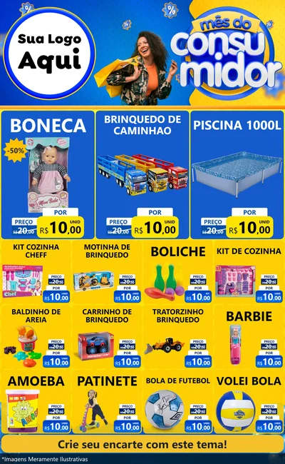 Modelo de Encarte para Encarte Grande com o tema Mês do Consumidor para Brinquedos
