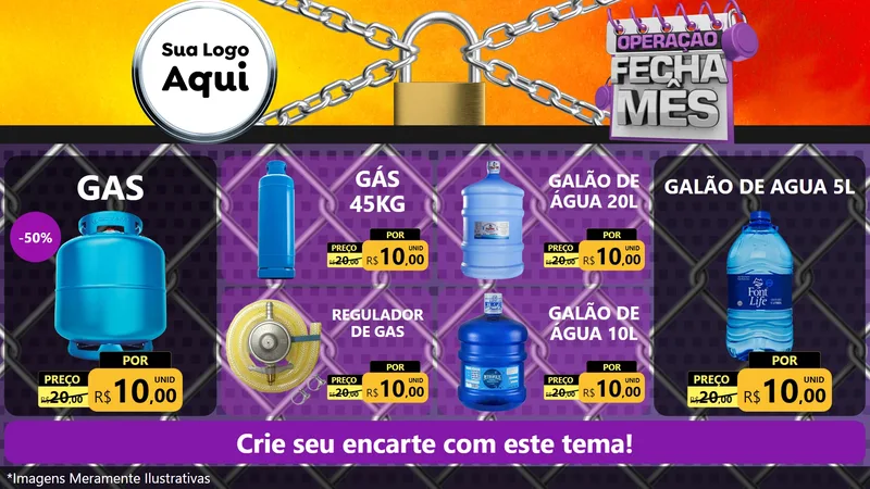 Modelo de TV para TV Horizontal com o tema Operação Fecha Mês para Água e gás