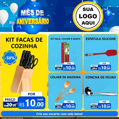 Modelo de Rede Social para Feed Facebook com o tema Mês de Aniversário para Utilidades Domésticas