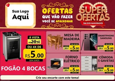 Modelo de Encarte para Encarte A4 Horizontal com o tema Dia dos Namorados para Móveis e Eletro