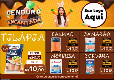 Modelo de Encarte para Encarte A4 Horizontal com o tema Cenoura Encantada - Páscoa para Peixaria