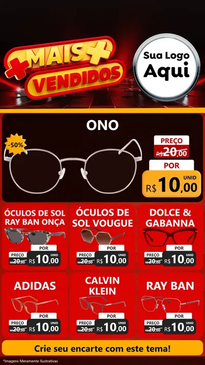 Modelo de Rede Social para Stories com o tema Mais Vendidos para Óticas