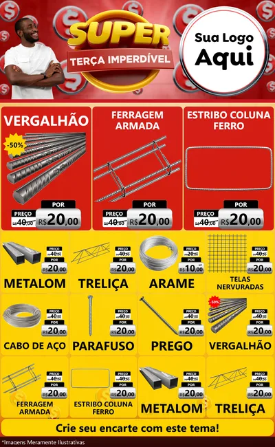 Modelo de Encarte para Encarte Grande com o tema Super Terça Imperdível para Ferragens