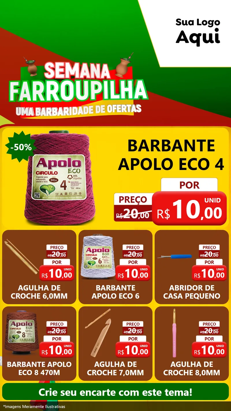 Modelo de Rede Social para Stories com o tema Semana Farroupilha - Uma Barbaridade de Ofertas para Armarinho e Aviamentos