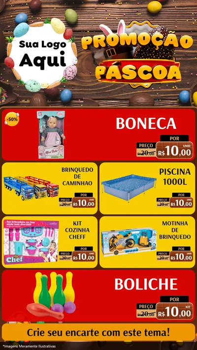 Modelo de TV para TV Vertical com o tema Promoção Páscoa para Brinquedos