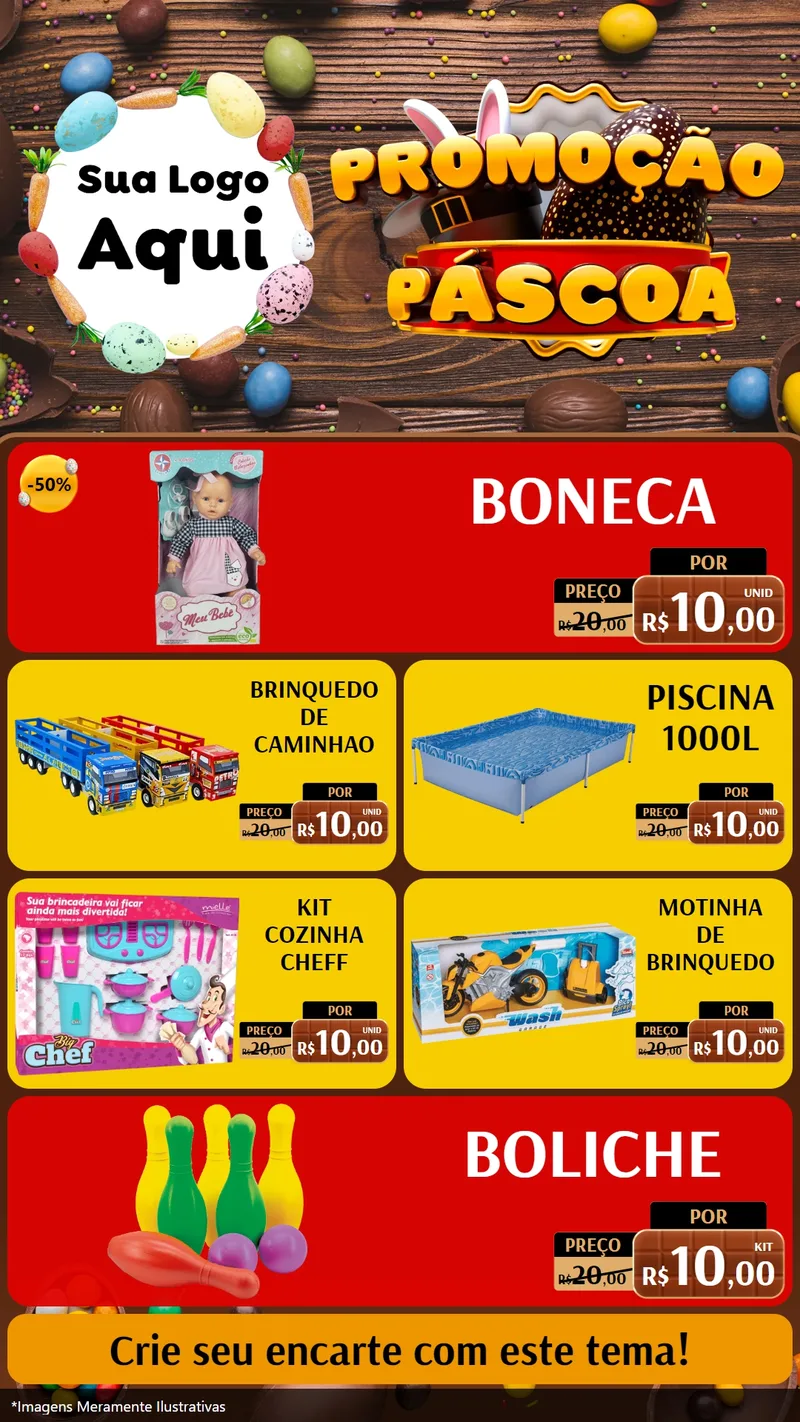 Modelo de TV para TV Vertical com o tema Promoção Páscoa para Brinquedos